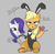 Size: 689x681 | Tagged: safe, artist:poncarnal, applejack, rarity, earth pony, pony, unicorn, aggie.io, animal costume, apple, blushing, bunny costume, bunny ears, christmas, christmas stocking, clothes, costume, female, fishnets, food, holiday, lipstick, mare, open mouth, plate, simple background, sitting, smiling, talking