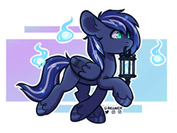 Size: 1031x775 | Tagged: safe, artist:ak4neh, imported from derpibooru, oc, oc:lightning flare, pegasus, pony, lantern, mouth hold, solo, spooky, trotting, will o' the wisp