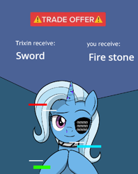 Size: 570x720 | Tagged: safe, artist:mew-me, edit, editor:wonderwolf51, imported from derpibooru, trixie, unicorn, error, female, glitch, mare, meme, solo, trade, trade offer