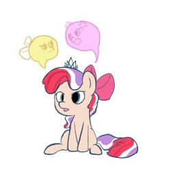 Size: 2250x2250 | Tagged: safe, artist:felldeal, imported from derpibooru, apple bloom, diamond tiara, earth pony, pony, female, filly, foal, fusion, heterochromia, simple background, solo, white background