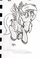 Size: 729x1064 | Tagged: safe, artist:lost marbles, imported from derpibooru, derpy hooves, pegasus, female, pencil drawing, solo, traditional art