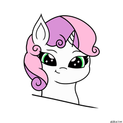 Size: 2048x2048 | Tagged: safe, artist:msbluejune, imported from derpibooru, sweetie belle, pony, unicorn, cute, diasweetes, female, filly, foal, simple background, solo, white background