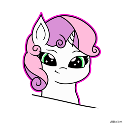 Size: 2048x2048 | Tagged: safe, artist:msbluejune, imported from derpibooru, sweetie belle, pony, unicorn, cute, diasweetes, female, filly, foal, simple background, solo, white background