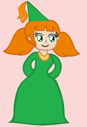 Size: 618x903 | Tagged: safe, artist:darlycatmake, imported from derpibooru, human, equestria girls, barely eqg related, beautiful, big eyes, clothes, drawing, dress, dressup, equestria girls-ified, hennin, looking at someone, looking at something, looking at you, penny gadget, pink background, pretty, princess, simple background, smiling, smiling at you