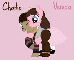 Size: 842x686 | Tagged: safe, imported from derpibooru, earth pony, pony, best friends, charlie and the chocolate factory, charlie bucket, charuca, female, male, mare, non-mlp shipping, ponified, roald dahl, shipping, stallion, straight, veruca salt