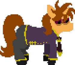 Size: 312x272 | Tagged: safe, artist:minus, derpibooru exclusive, imported from derpibooru, oc, oc only, oc:antoine clovenheimer, pony, unicorn, cyoa:madness in mournthread, bags under eyes, clothes, fancy, horn, jacket, male, necktie, pixel art, simple background, solo, stallion, transparent background, unicorn oc