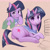 Size: 3000x3000 | Tagged: safe, artist:rirurirue, imported from derpibooru, twilight sparkle, oc, oc:anon, pony, unicorn, blushing, butt, hand, holding hooves, looking at you, offscreen character, older, older twilight, plot, smiling, smiling at you, unicorn twilight