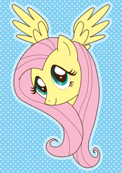 Size: 2059x2912 | Tagged: safe, artist:polarstar, imported from derpibooru, fluttershy, pegasus, abstract background, happy, looking at you, smiling, smiling at you