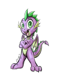 Size: 701x905 | Tagged: safe, artist:draft the filmmaker, imported from derpibooru, spike, dragon, cute, fangs, looking at you, male, open mouth, simple background, smiling, smiling at you, solo, spikabetes, white background, winged spike, wings