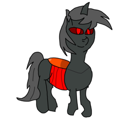 Size: 753x746 | Tagged: safe, artist:tobythechangeling, imported from derpibooru, oc, oc only, oc:tobythechangeling, changeling, insect, changeling oc, cute, drawing, gray mane, red changeling, red eyes, simple background, solo, white background