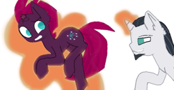 Size: 695x359 | Tagged: safe, artist:decokenite, imported from derpibooru, chancellor neighsay, tempest shadow, pony, unicorn, aura, base used, broken horn, confused, female, grin, holding a pony, horn, levitation, looking at butt, looking at someone, magic, male, mare, shipping, simple background, smiling, stallion, straight, telekinesis, tempest neighsay, white background