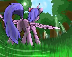 Size: 3800x3000 | Tagged: safe, artist:galaxymike, imported from derpibooru, oc, oc only, alicorn, pony, alicorn oc, butt, horn, plot, sky, solo, tree, wings