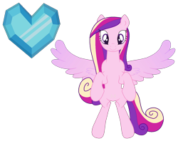 Size: 1306x1036 | Tagged: safe, alternate version, artist:westrail642fan, imported from derpibooru, princess cadance, pegasus, bipedal, crystal heart, pegasus cadance, race swap, simple background, solo, spread wings, transparent background, westrail642fan's cadance template, wings