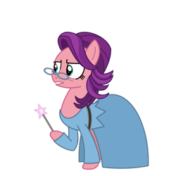 Size: 1280x1281 | Tagged: safe, artist:chanyhuman, imported from derpibooru, spoiled rich, earth pony, pony, clothes, cosplay, costume, dreamworks, dress, fairy godmother, female, glasses, magic wand, mare, shrek, shrek 2, simple background, spoiled milk, transparent background, vector