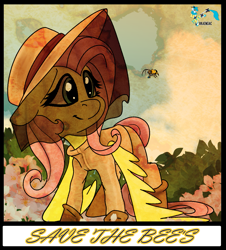 Size: 1083x1200 | Tagged: safe, artist:brainiac, imported from derpibooru, fluttershy, bee, insect, pegasus, bee keeping, female, fluttershy day, mare, save the bees, solo