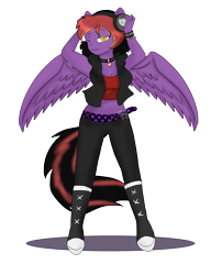 Size: 1700x2100 | Tagged: safe, artist:darkdreamingblossom, imported from derpibooru, oc, oc:dark dreaming blossom, anthro, pegasus, anthro oc, choker, clothes, female, midriff, one eye closed, pegasus oc, simple background, solo, transparent background