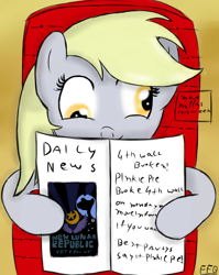 Size: 880x1107 | Tagged: safe, artist:freefraq, imported from derpibooru, derpy hooves, pegasus, pony, female, newspaper, reading, solo
