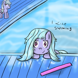 Size: 900x900 | Tagged: safe, artist:freefraq, imported from derpibooru, cloudchaser, flitter, pegasus, pony, duo, female, misspelling, siblings, sisters, smiling, swimming, swimming pool, twins, wet, wet mane