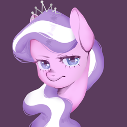 Size: 1000x1000 | Tagged: safe, artist:silkyunii, imported from derpibooru, diamond tiara, pony, bust, female, filly, foal, portrait, purple background, simple background, solo