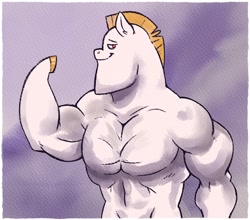 Size: 1434x1264 | Tagged: safe, artist:raph13th, imported from derpibooru, bulk biceps, semi-anthro, chad, digital art, flexing, male, muscles, solo, traditional art, watercolor painting