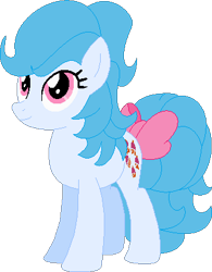 Size: 322x412 | Tagged: safe, artist:cloudy glow, artist:selenaede, artist:victorfazbear, imported from derpibooru, cupcake (g1), earth pony, pony, base used, bow, g1, g1 to g4, g4, generation leap, simple background, tail, tail bow, transparent background