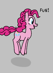 Size: 247x339 | Tagged: safe, pinkie pie, earth pony, pony, aggie.io, female, fun, happy, jumping, lowres, mare, open mouth, simple background, smiling