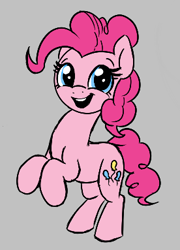 Size: 276x383 | Tagged: safe, artist:wenni, pinkie pie, earth pony, pony, aggie.io, female, mare, open mouth, rearing, simple background, smiling