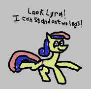 Size: 185x180 | Tagged: safe, bon bon, sweetie drops, earth pony, pony, aggie.io, female, implied lyra, lowres, mare, raised hoof, simple background, smiling