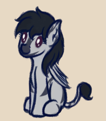 Size: 789x898 | Tagged: safe, artist:ahorseofcourse, oc, oc only, oc:lunar nadir, bat pony, original species, pony, zebra, beige background, cute, solo