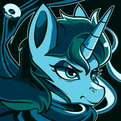 Size: 4200x4200 | Tagged: safe, artist:poxy_boxy, imported from derpibooru, oc, oc:aquaria lance, pony, unicorn, cape, cloak, clothes, female, icon, lidded eyes, mare, monochrome, serious, solo
