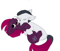Size: 543x459 | Tagged: safe, artist:decokenite, artist:little-sketches, imported from derpibooru, chancellor neighsay, fizzlepop berrytwist, tempest shadow, pony, unicorn, chest fluff, ear fluff, female, holding a pony, hoof fluff, hug, hugging a pony, just kiss already, looking at something, male, mare, one eye closed, one eye open, shipping, stallion, straight, tempest neighsay