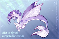 Size: 1280x854 | Tagged: safe, artist:dreameroftheblue, imported from derpibooru, oc, oc only, alicorn, merpony, pony, seapony (g4), abstract background, blue background, bubble, crepuscular rays, curved horn, fin wings, fins, fish tail, flowing tail, horn, ocean, purple eyes, purple mane, seaponified, smiling, solo, species swap, sunlight, tail, underwater, water, wings