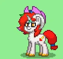 Size: 206x193 | Tagged: safe, imported from derpibooru, oc, oc:shallow light, pony, pony town, green background, happy, orange eyes, red hair, simple background, solo