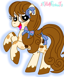 Size: 1024x1229 | Tagged: safe, artist:xxfluffypachirisuxx, imported from derpibooru, oc, oc only, oc:cookie dough, earth pony, pony, bow, female, mare, simple background, solo, tail, tail bow, transparent background