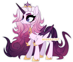 Size: 3090x2635 | Tagged: safe, artist:mirrastat, imported from derpibooru, oc, oc only, alicorn, pony, alicorn oc, base used, colored wings, crown, eyelashes, female, hoof shoes, horn, jewelry, makeup, mare, peytral, regalia, simple background, smiling, solo, transparent background, two toned wings, wings