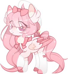 Size: 1144x1251 | Tagged: safe, alternate version, artist:cafne, imported from derpibooru, oc, oc only, pegasus, pony, base used, bow, clothes, colored hooves, colored wings, eyelashes, female, hair bow, hat, mare, pegasus oc, raised hoof, simple background, smiling, socks, solo, transparent background, two toned wings, wings
