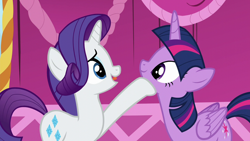 Size: 1280x720 | Tagged: safe, imported from derpibooru, screencap, twilight sparkle, alicorn, pony, unicorn, season 5, what about discord?, cute, duo, duo female, female, hoof on chin, looking at each other, looking at someone, mare, rarilight confront, talking, twiabetes, twilight sparkle (alicorn)