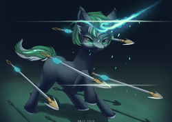 Size: 4961x3508 | Tagged: safe, artist:aurorarhythm, imported from derpibooru, oc, unicorn, combat, fight, magic, solo