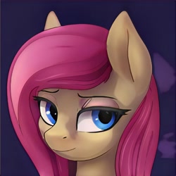 Size: 1024x1024 | Tagged: safe, imported from derpibooru, oc, pony, abstract background, ai content, ai generated, female, generator:thisponydoesnotexist, looking at you, mare, not fluttershy, solo