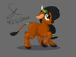 Size: 4000x3000 | Tagged: safe, artist:malixcrash, artist:megabyte1835, imported from derpibooru, oc, oc:toughtail, buffalo, cloven hooves, female, fetlock tuft, horns, shading, simple background, solo