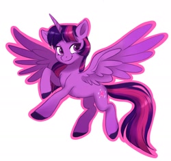 Size: 1926x1818 | Tagged: safe, artist:bguinpig, imported from derpibooru, twilight sparkle, alicorn, pony, colored hooves, female, leg fluff, mare, simple background, solo, spread wings, twilight sparkle (alicorn), white background, wings