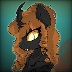 Size: 1640x1639 | Tagged: safe, artist:bluemoon, imported from derpibooru, oc, changeling, changeling queen, pony, brown changeling, female, mare, solo, unreformed