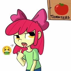 Size: 3000x3000 | Tagged: safe, artist:tjpones, imported from derpibooru, apple bloom, equestria girls, disgusted, emoji, food, tomato, tongue out