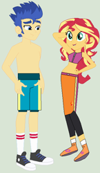 Size: 380x654 | Tagged: safe, artist:matthewjabeznazarioa, imported from derpibooru, flash sentry, sunset shimmer, human, equestria girls, female, flashimmer, male, shipping, straight