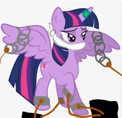 Size: 649x630 | Tagged: safe, imported from derpibooru, twilight sparkle, alicorn, pony, bored, chains, cloth gag, damsel in distress, distressed, gag, help, help me, kidnapped, sad, twilight sparkle (alicorn), upset, worried