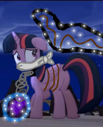 Size: 436x538 | Tagged: safe, imported from derpibooru, twilight sparkle, alicorn, pony, my little pony: the movie, butt, chains, cloth gag, damsel in distress, distressed, gag, help, help me, kidnapped, looking back, plot, sad, scared, tied up, twilight sparkle (alicorn), worried