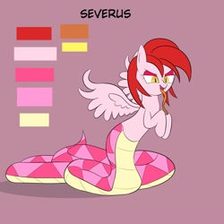 Size: 3000x3000 | Tagged: safe, artist:bestponies, imported from derpibooru, oc, oc only, oc:severus, lamia, monster pony, original species, snake, snake pony, open mouth, snek, wings