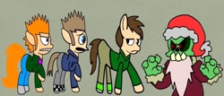 Size: 720x309 | Tagged: safe, artist:darlycatmake, imported from derpibooru, pony, undead, zombie, battlefield, beast, bored, confused, edd gould (eddsworld), eddsworld, friday night funkin', idiot, matt (eddsworld), ponified, ready to fight, reference, reference to another series, rule 85, seriously, tom (eddsworld), unamused, wat, what the hay?, worried, wtf, wtf face, zanta