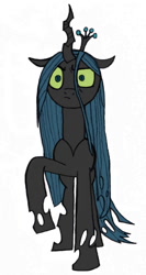 Size: 408x768 | Tagged: safe, artist:dsb71013, derpibooru exclusive, imported from derpibooru, queen chrysalis, changeling, changeling queen, canterlot wedding 10th anniversary, crown, female, frown, jewelry, queen chrysalis is not amused, raised hoof, regalia, simple background, solo, unamused, white background