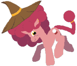 Size: 800x680 | Tagged: safe, artist:minus, derpibooru exclusive, imported from derpibooru, oc, oc only, oc:magicant, pony, unicorn, afro, daybreak island, ear piercing, female, hat, horn, huge mane, looking at you, mare, old, piercing, pixel art, poofy mane, simple background, smiling, smiling at you, solo, tail, tail band, transparent background, unicorn oc, witch hat, wrinkles